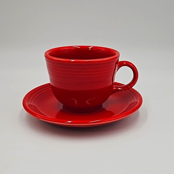 Homer Laughlin HLC Fiestaware Teacup and Saucer - Red - Picture 1 of 10